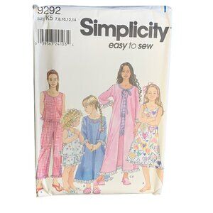 Simplicity Girls Sleepwear Sewing Pattern Sz 7-14 9292 - Uncut
